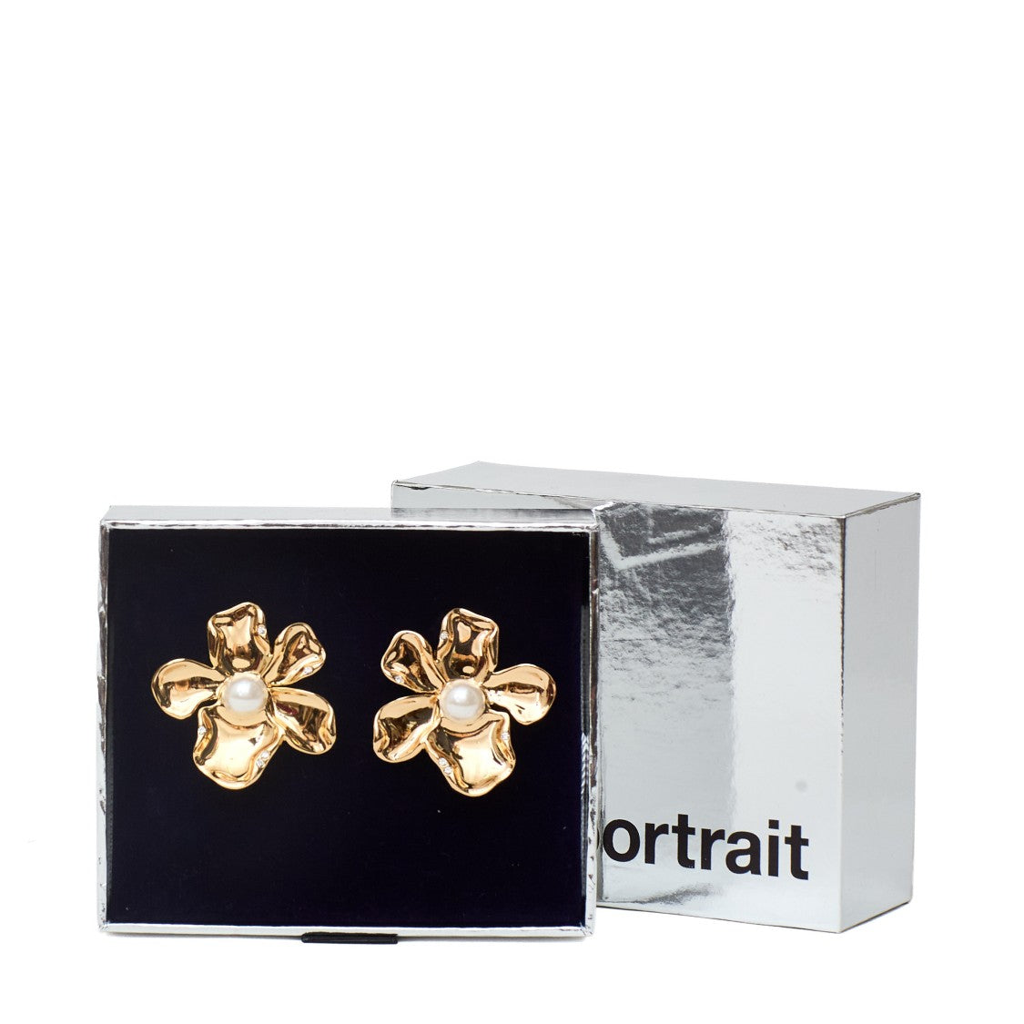 Self-Portrait Gold-Plated Brass Pearl Flower Drop Earrings