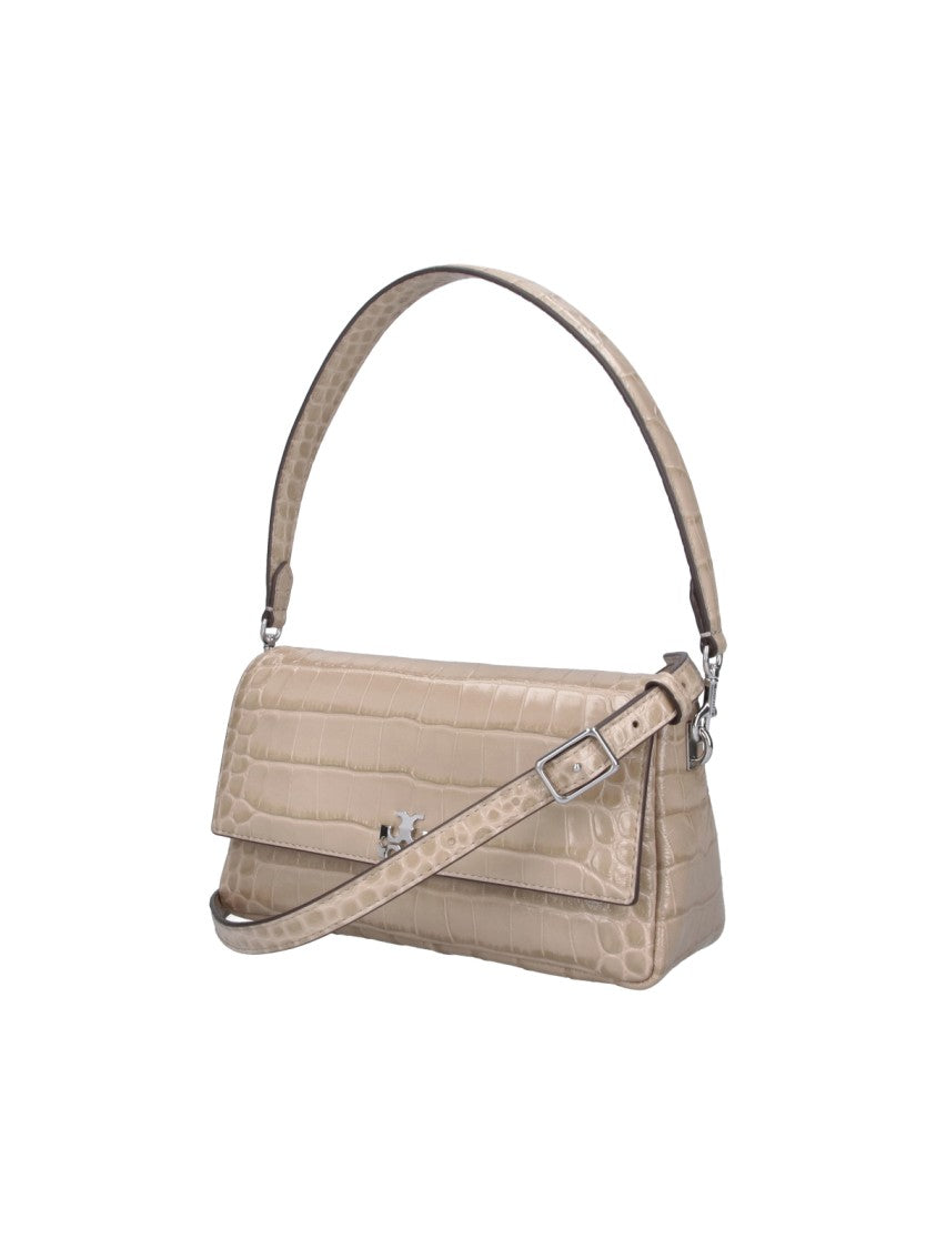 Tory Burch Beige Charlie Crocodile-Embossed Leather Bag