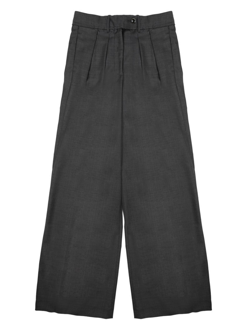 Nine In The Morning Neutrals Sandra Pleated Wool Wide-Leg Pants