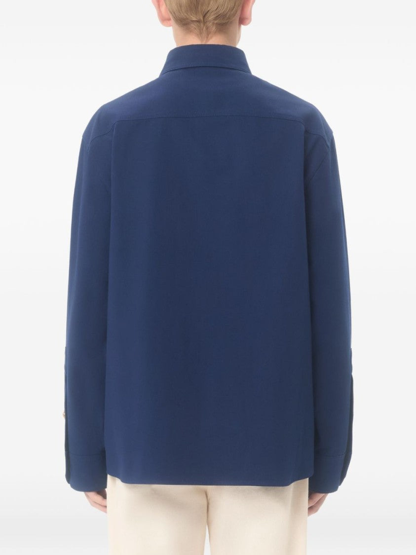 Valentino Garavani Navy Blue Shirt With Structured Collar