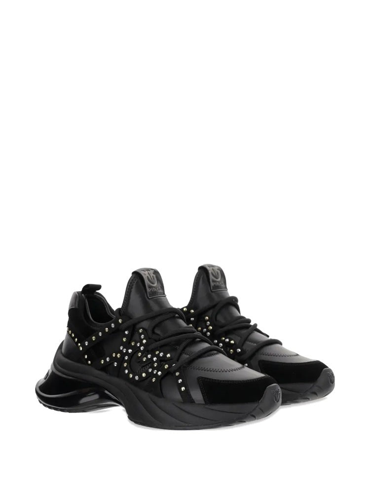 Pinko Black Ariel 28 Sculpted Metallic Accents Trainers