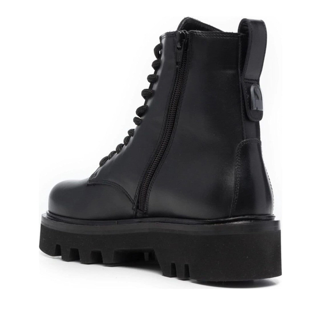 Furla Black Rita Lace-Up Chunky Sole Leather Ankle Boots