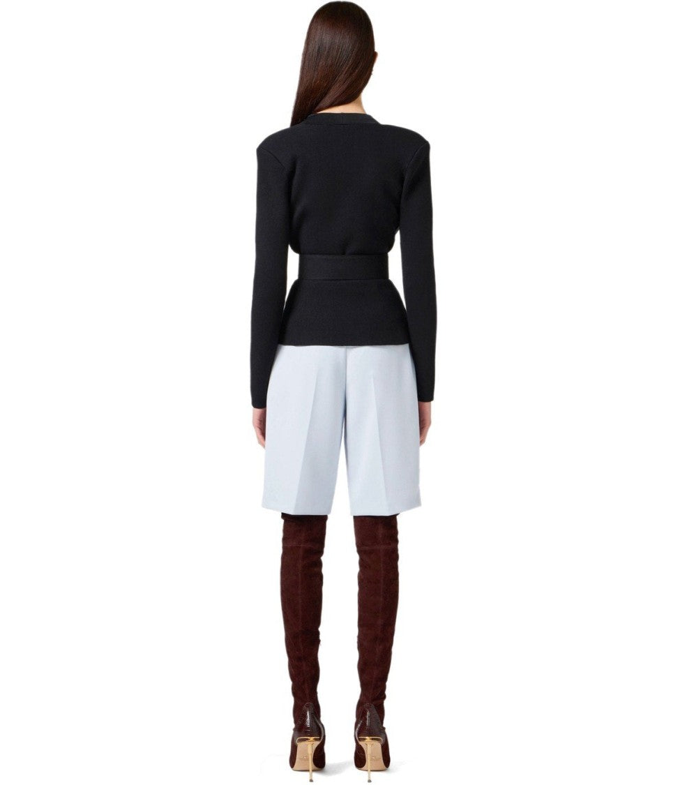 Elisabetta Franchi Black Knitted Jacket With Belt