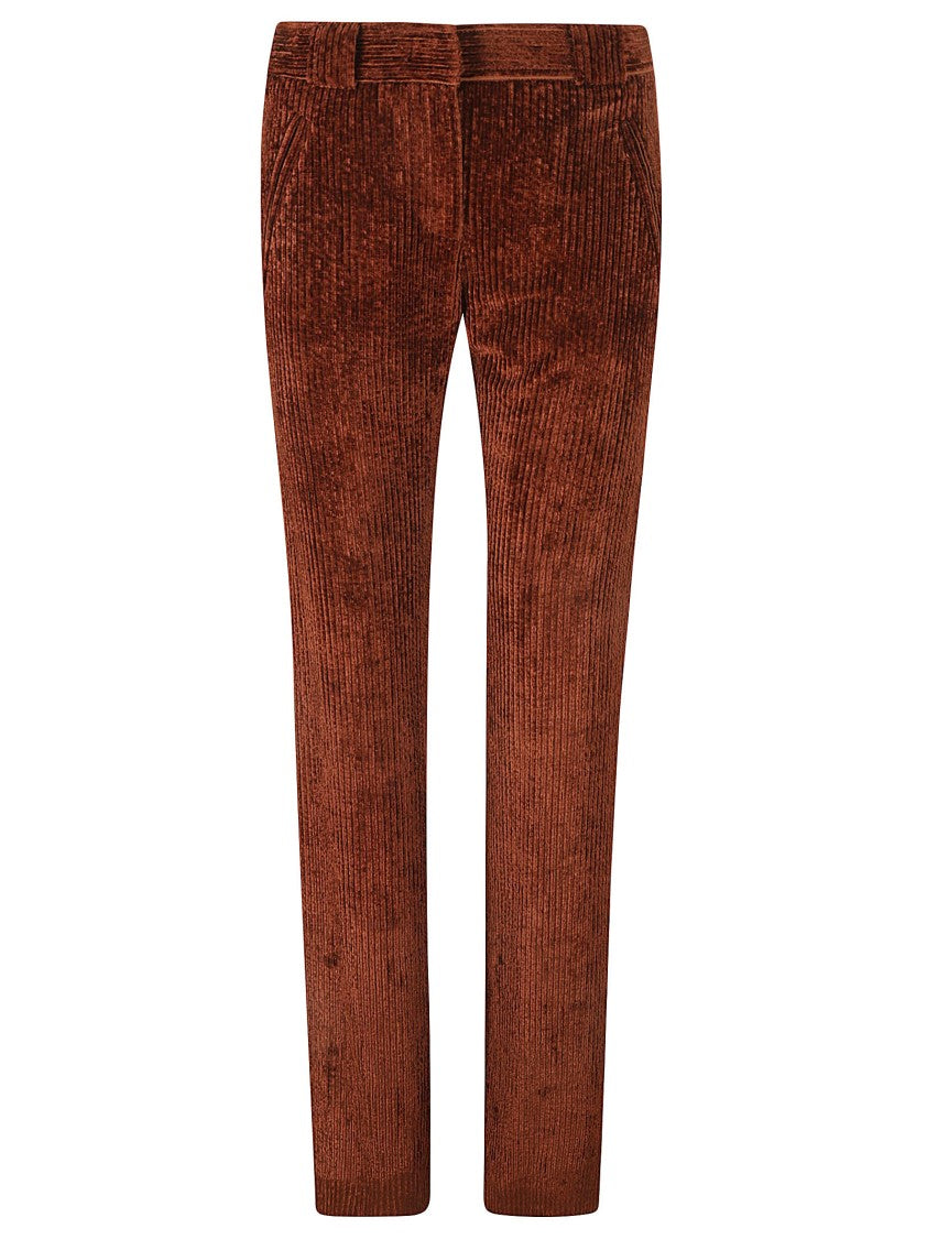 Alberta Ferretti Straight-Leg Trousers In Textured Ribbed Fabric