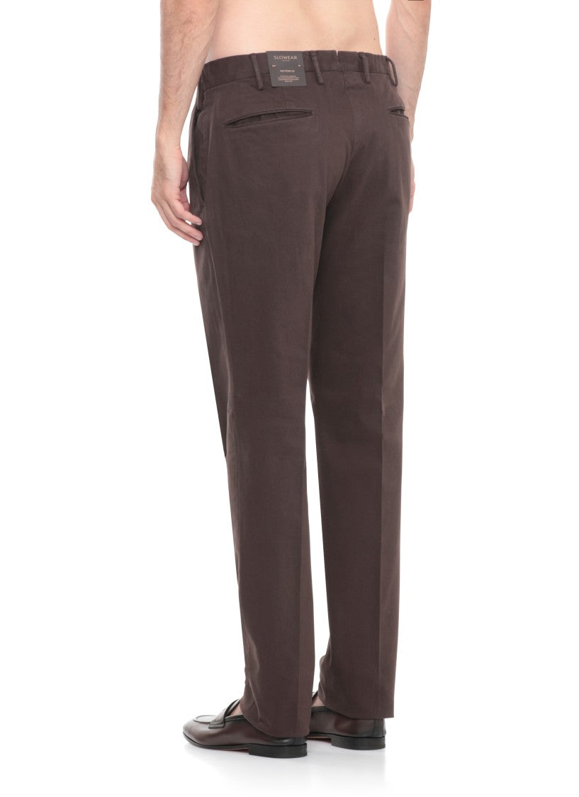 Incotex Straight-Leg Brown Cotton Pants With Classic Detailing
