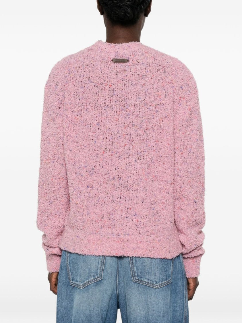 Moschino Teddy Bear Motif Bouclé Knit Sweater - Pink
