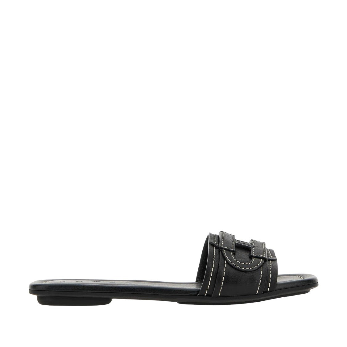 Hogan Black H685 Shearling Leather Slides