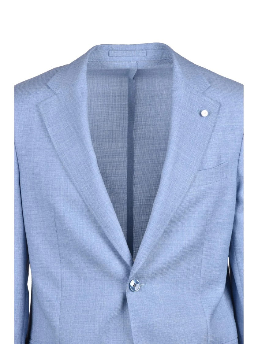 Luigi Bianchi Light Blue Virgin Wool Round Jacket