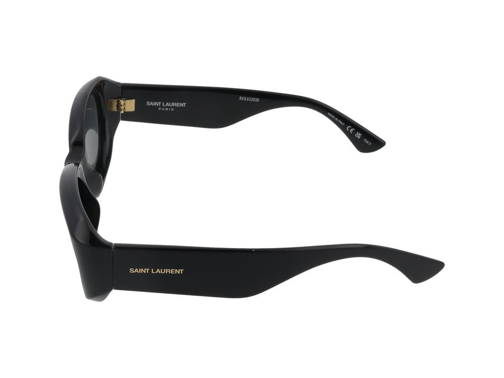Saint Laurent Oversized Glossy Black Rectangular Sunglasses