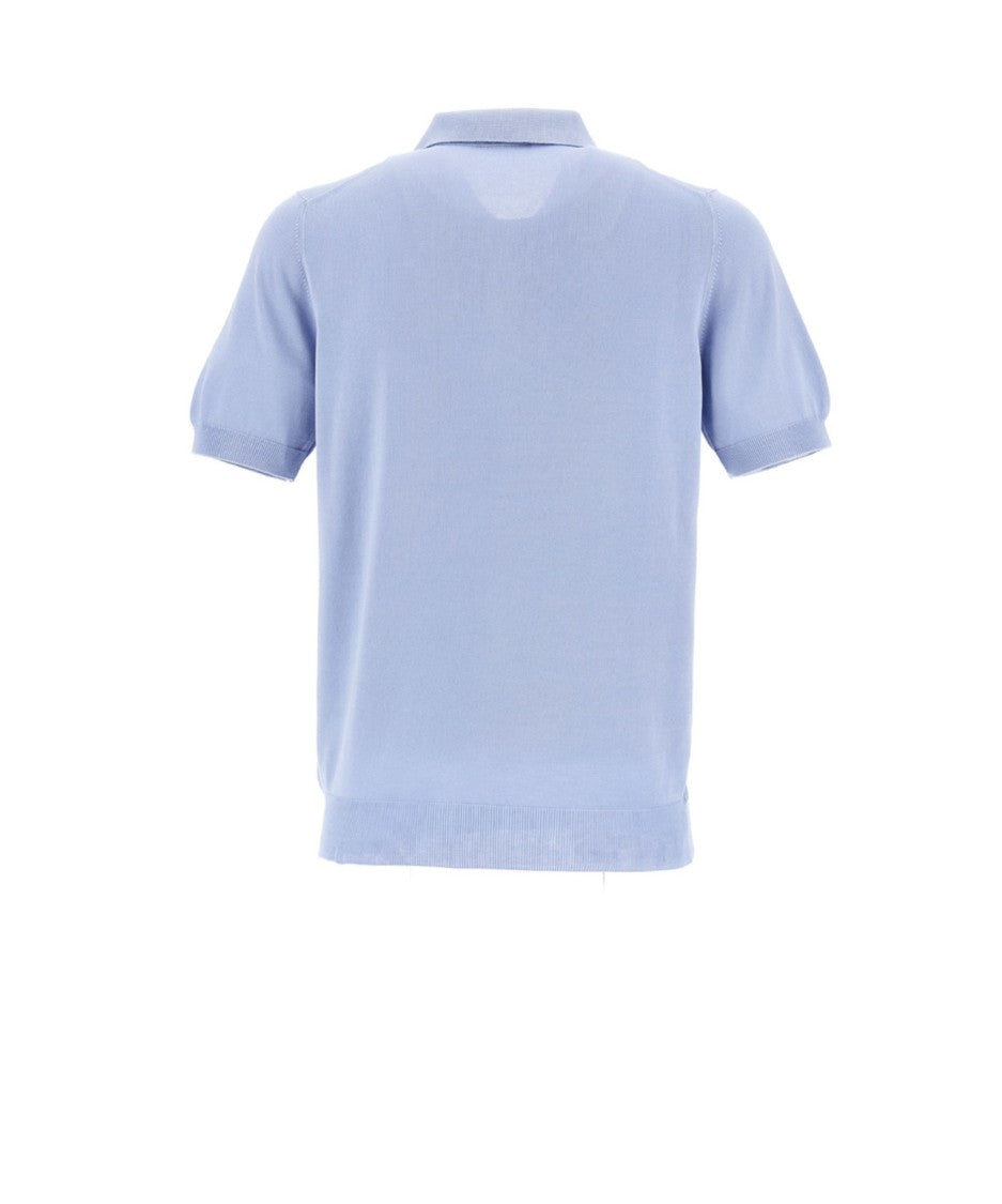 Fay Light Blue Short-Sleeve Polo Shirt