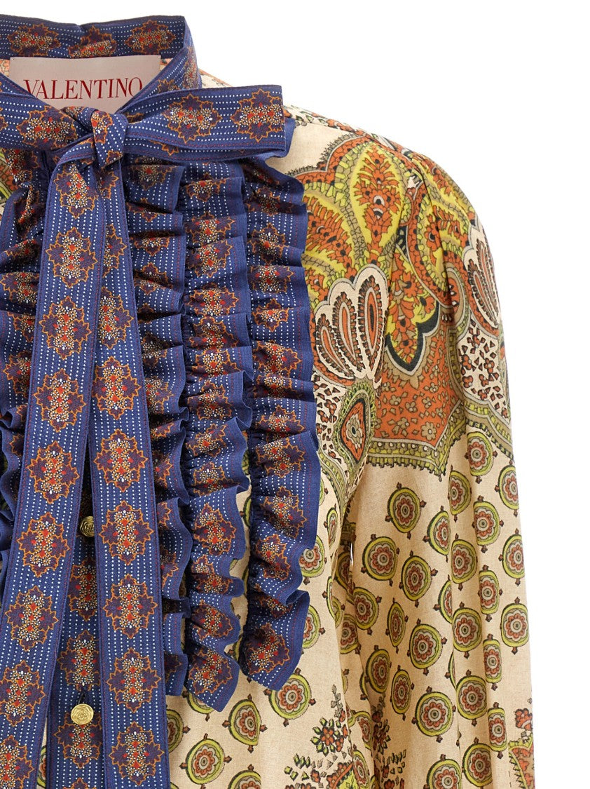 Valentino Garavani Cotton Shirt With Ruffled Lavallière Collar