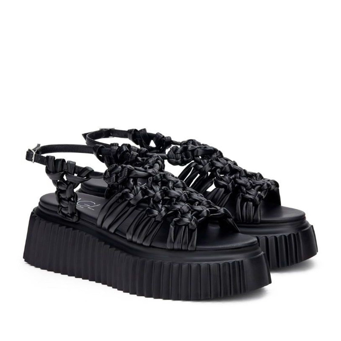Agl Black Alice Synthetic Flatform Wedge Sandals