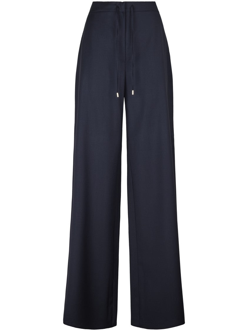 Max Mara Wide-Leg Trousers In Flowing Blue Fabric