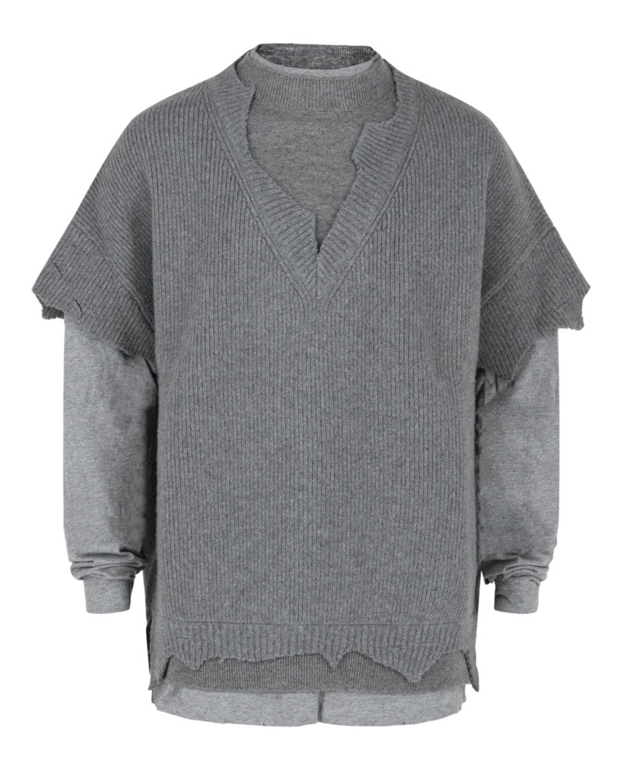 Givenchy Layered Wool Sweater With Distressed Accents