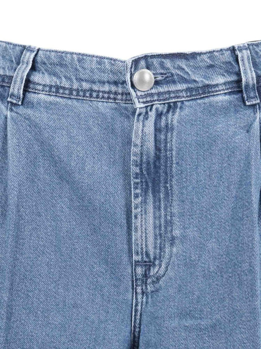 7 For All Mankind Wide-Leg Denim Trousers With Pleated Front