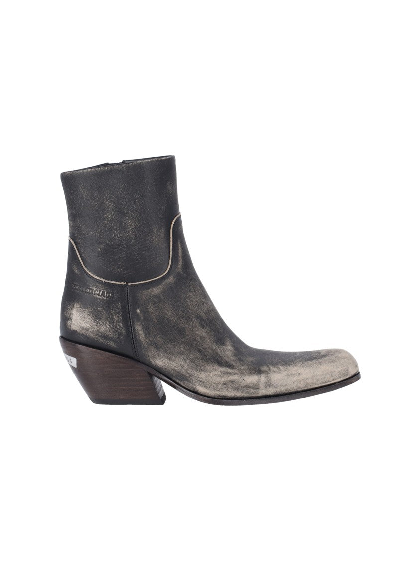 Balenciaga Memphis Square Toe Leather Boots