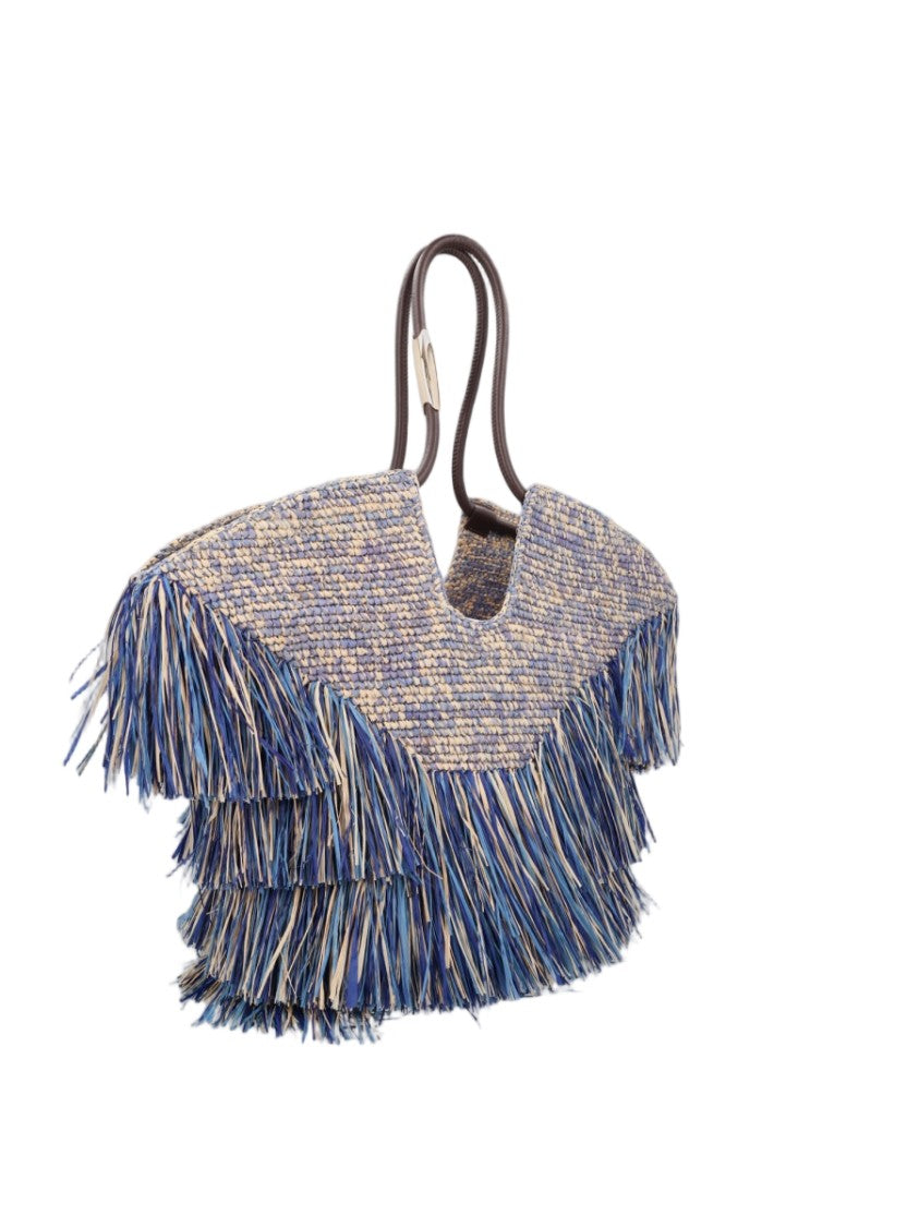 Zimmermann Medium Woven Raffia Tote Bag With Fringe Detailing