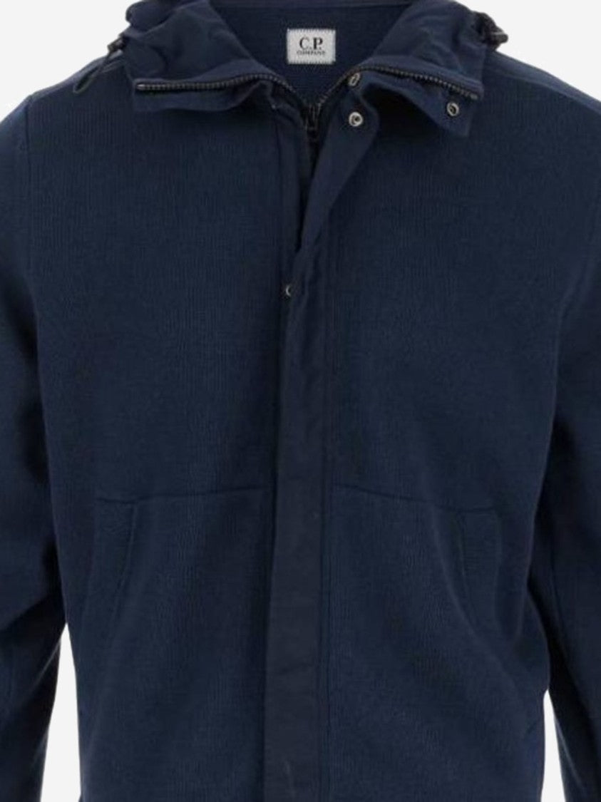 C.P. Company Navy Cotton Sweatshirt With Drawstring Hood