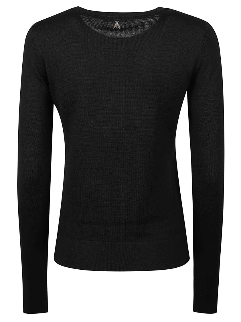 Patrizia Pepe Black Wool Long Sleeve Sweatshirt