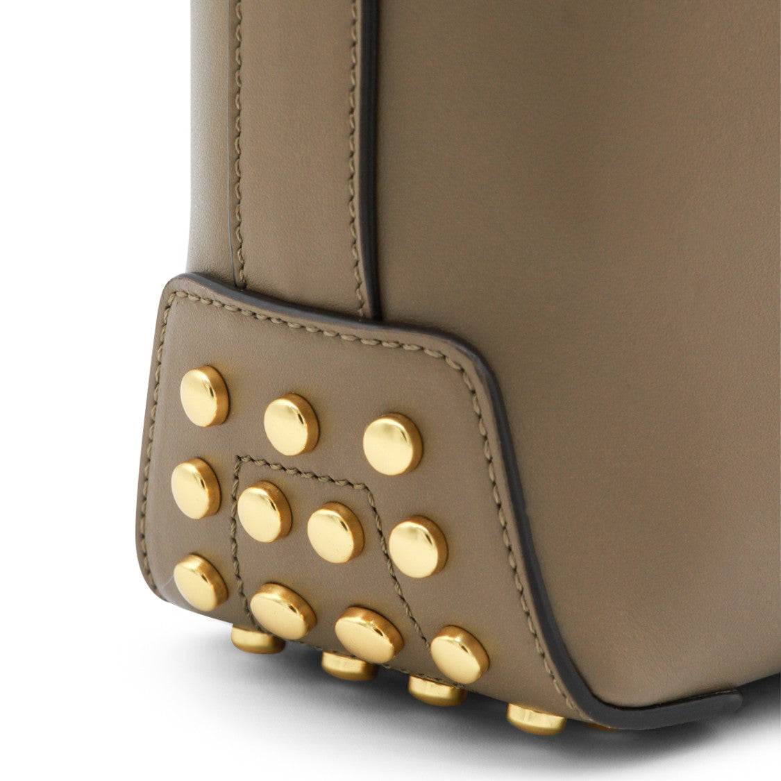 Tod's Beige Studded Gold-Tone Leather Shoulder Bag