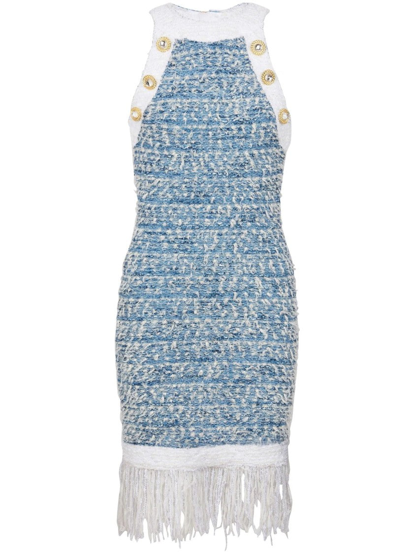 Balmain Fringed Tweed Minidress
