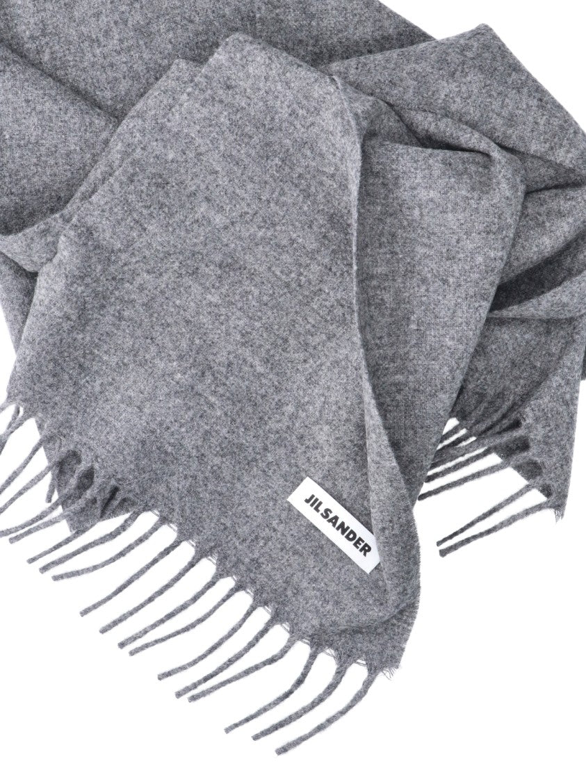 Jil Sander Rectangular Virgin Wool Scarf With Subtle Logo Detail