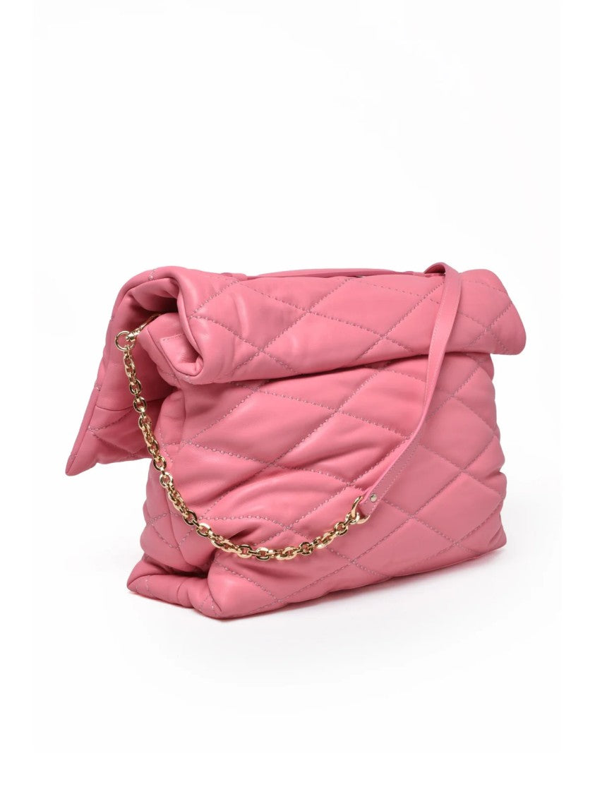 Gava Pink Leather Matelassé Shoulder Bag