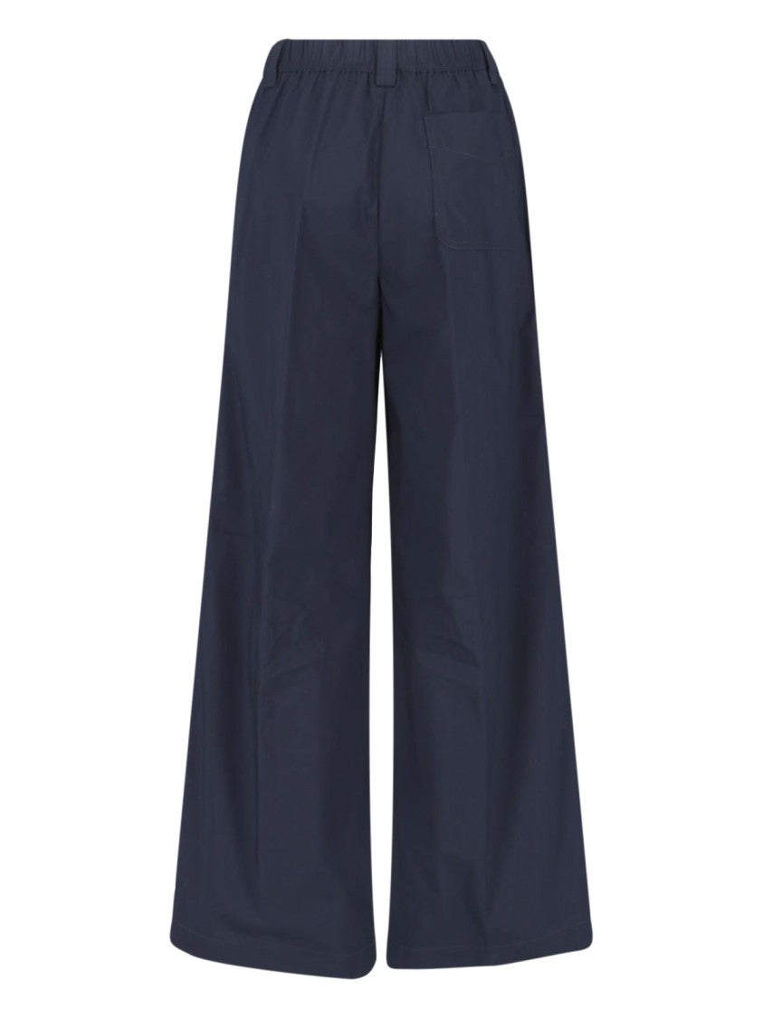 Aspesi Wide Cotton Blend Trousers – Blue