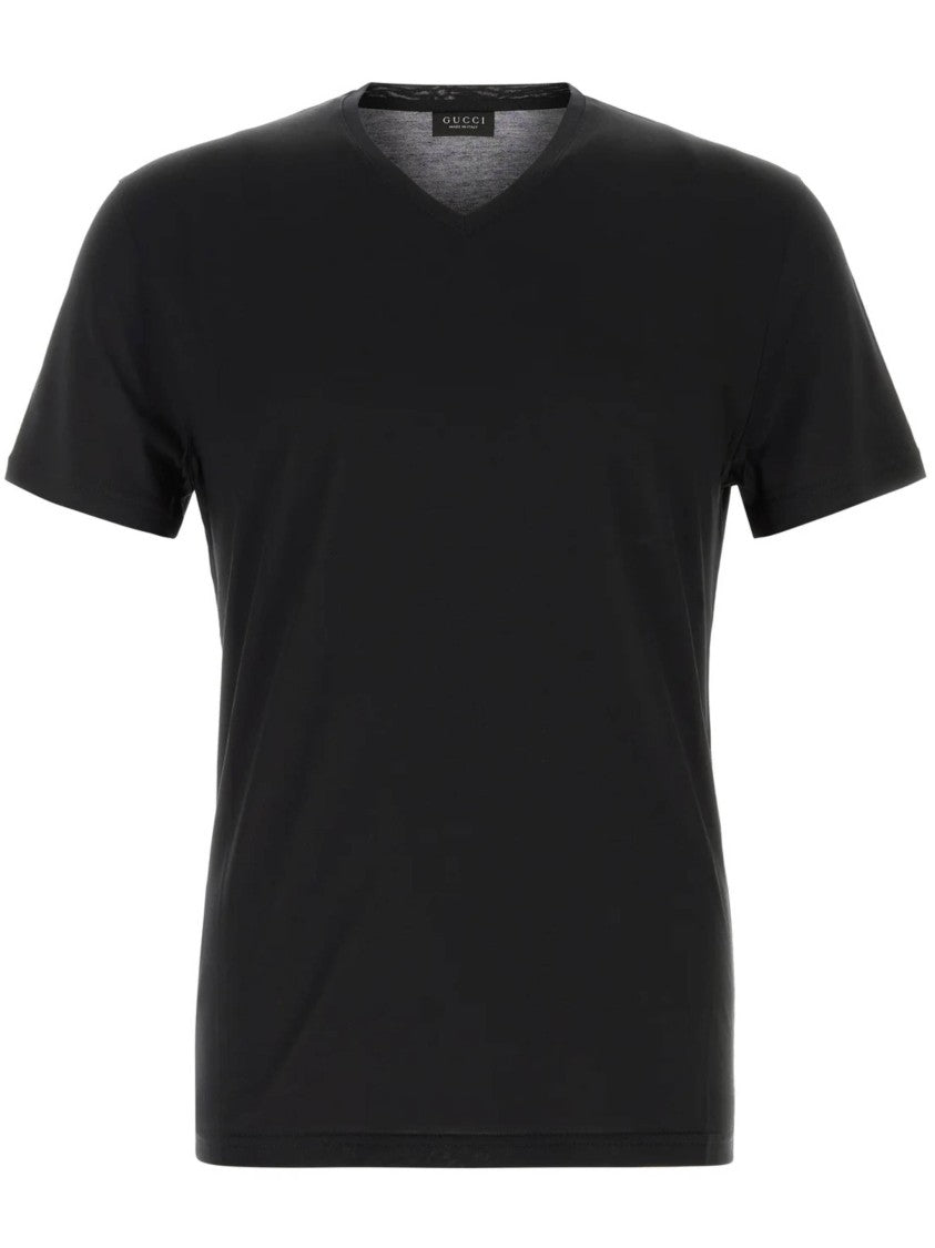 Gucci Plain Black V-Neck T-Shirt