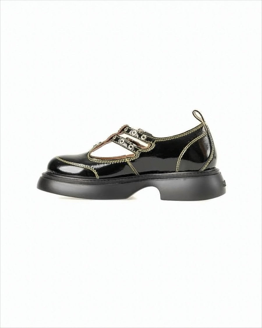 Ganni Chunky Glossy Black Loafers