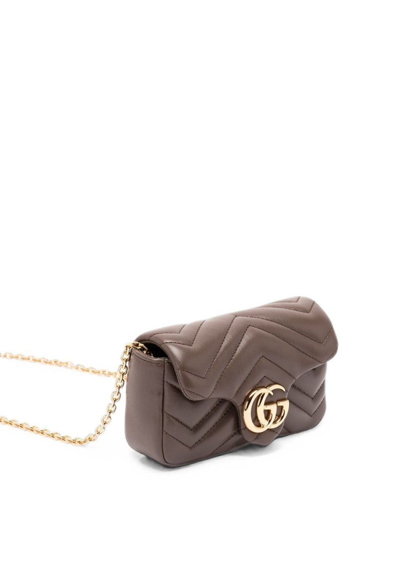 Gucci Black Gold Logo Chain Strap Quilted Lamb Leather Shoulder Bag