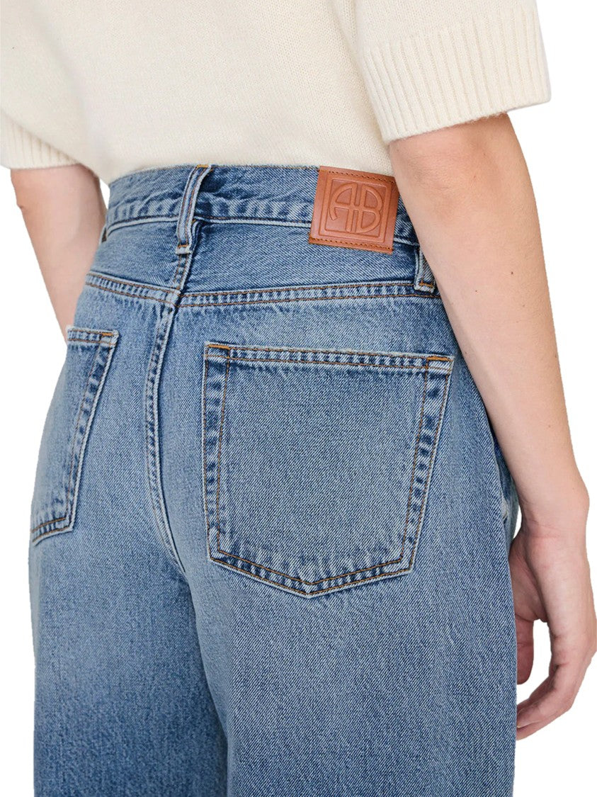 Anine Bing Relaxed Fit Straight-Leg Denim Trousers With Five-Pocket Design