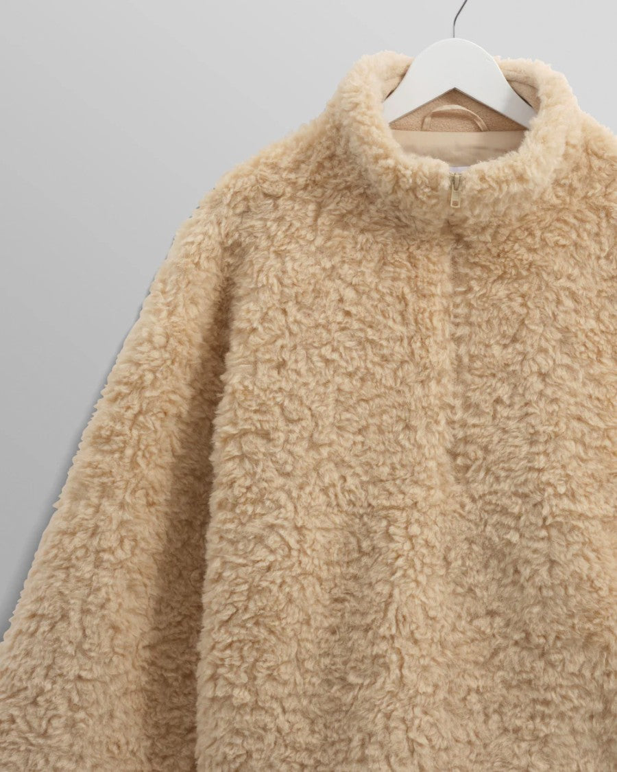 Wax London Recycled Sherpa Fabric Boxy-Fit Funnel Neck Jacket