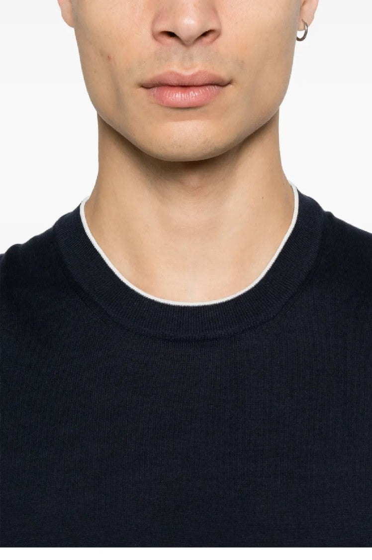 Brunello Cucinelli Short-Sleeved Crew Neck Sweater With Ribbed Details