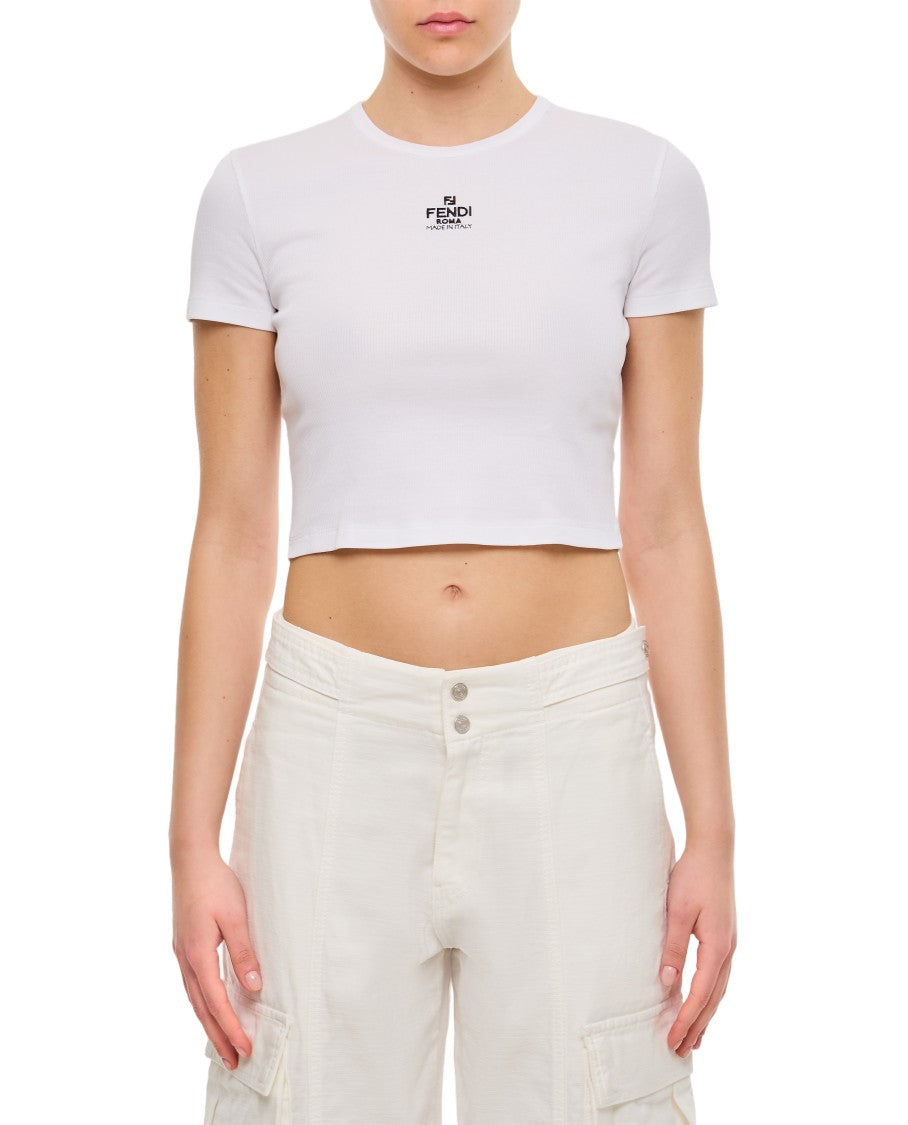 Fendi T-Shirt Corta A Costine