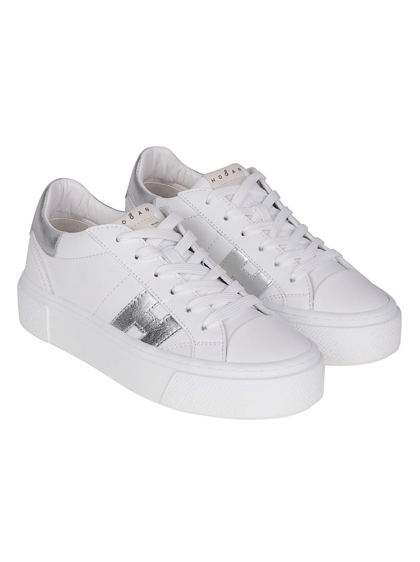 Hogan H705 Low Top White Metallic Sneakers