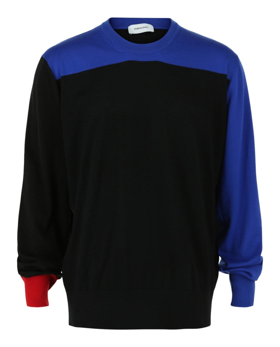Ferragamo Colorblock Cashmere Sweater With Round Neck