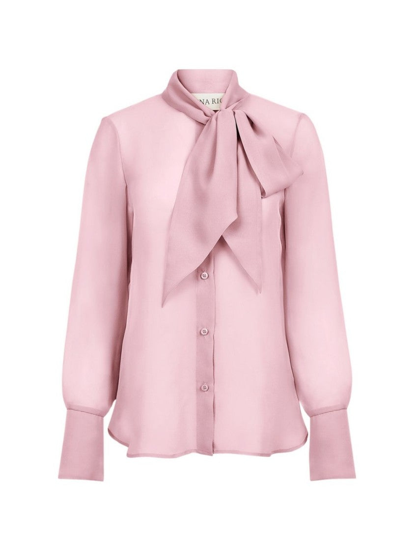 Nina Ricci Silk-Textured Blouse With Bow Tie Detail