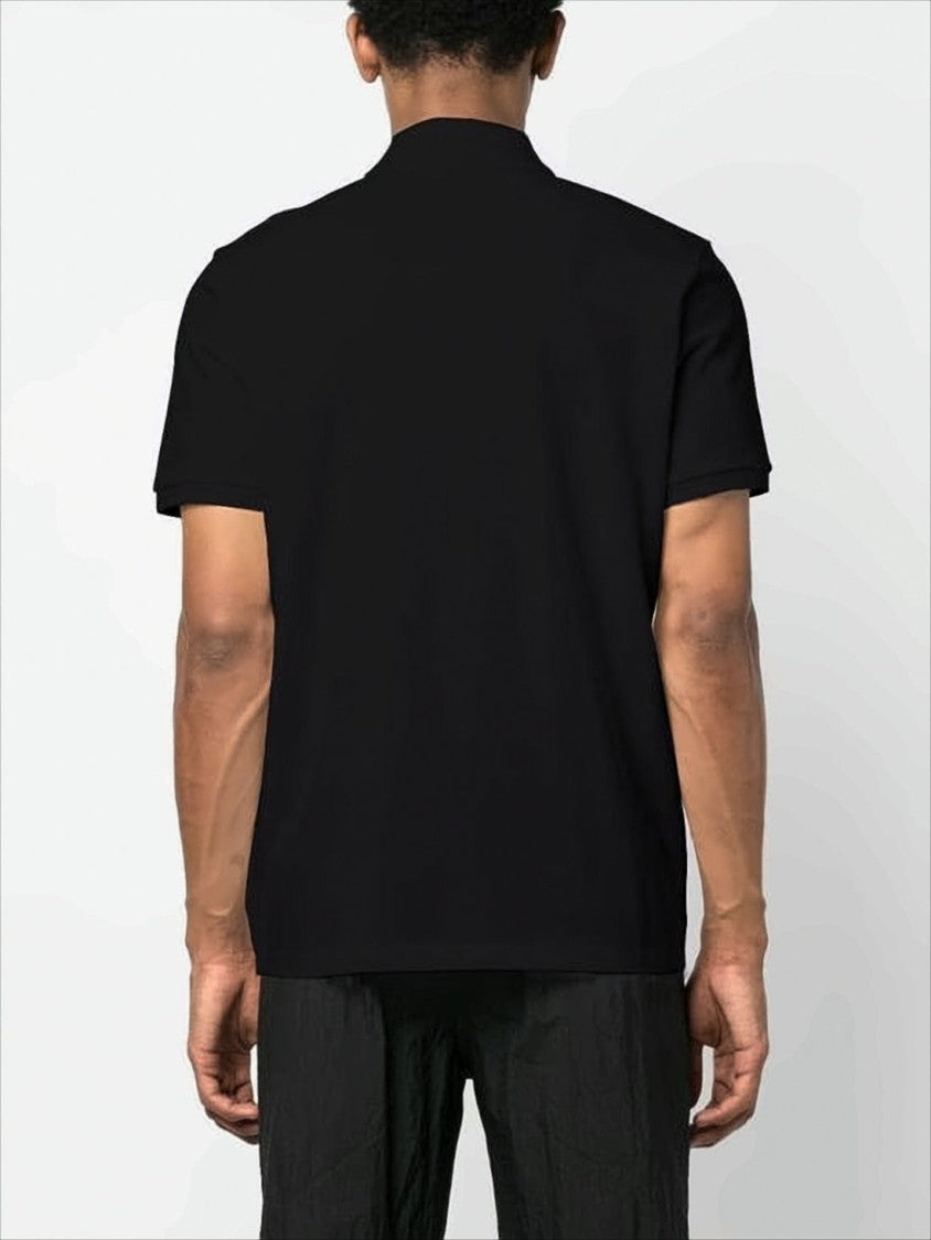 Moncler Short-Sleeve Polo Shirt With Structured Collar And Leather Patch