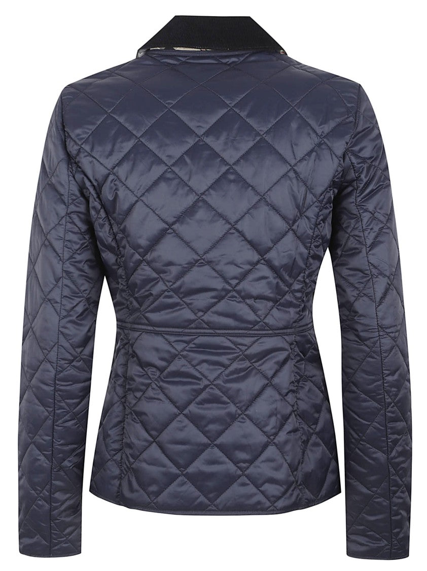 Barbour Quilted Jacket With Corduroy Collar And Fitted Silhouette