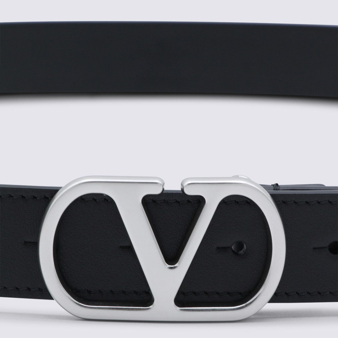 Valentino Garavani Smooth-Finish Black Leather Belt
