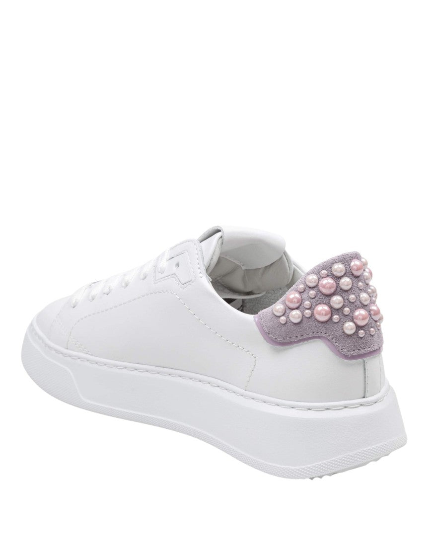 Philippe Model Temple Leather Sneakers With Applied Stones