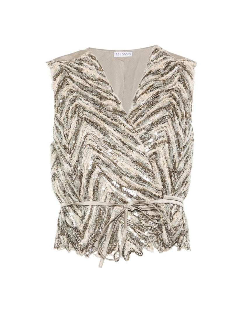 Brunello Cucinelli Sleeveless V-Neck Tops
