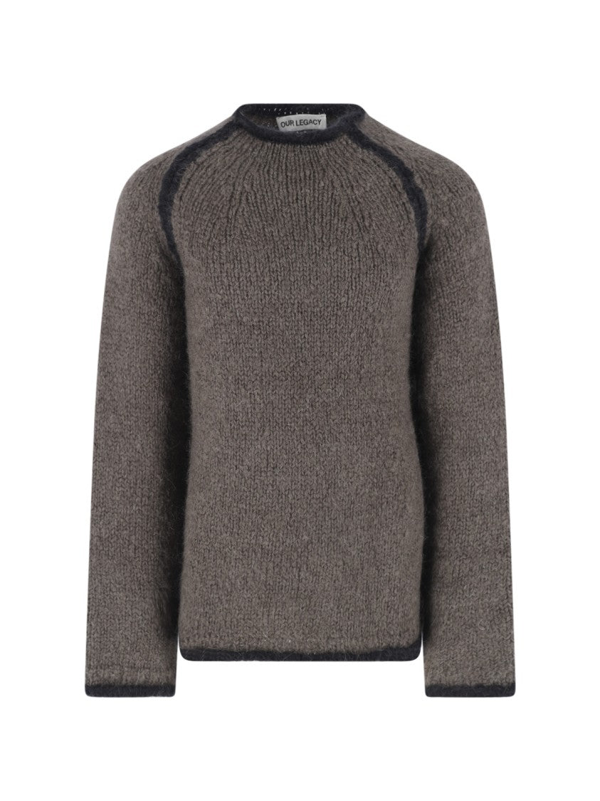 Our Legacy Grey Chunky Knit Contrast Trim Sweater