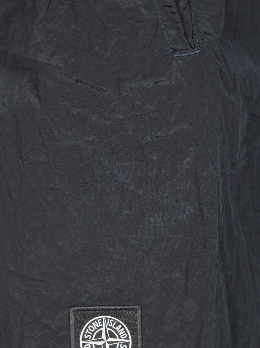 Stone Island Black Lightweight Crinkled Polyamide Shorts