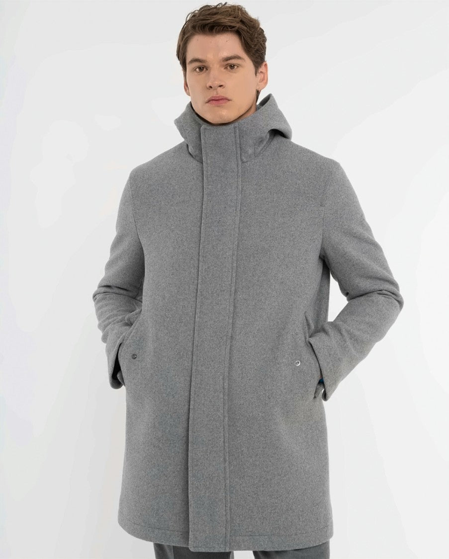 Manuel Ritz Mid-Length Wool-Blend Concealed Button Parka