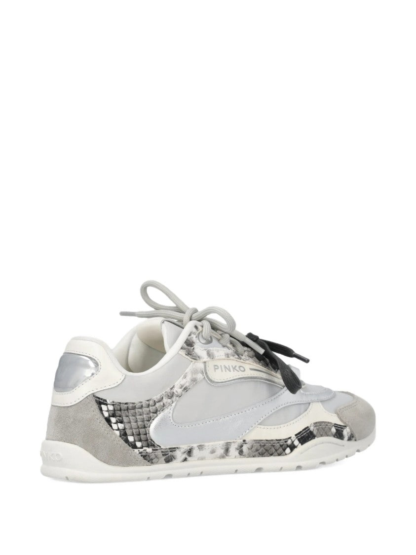 Pinko Light Grey/Silver Yulia 01 Mixed-Material Sneakers