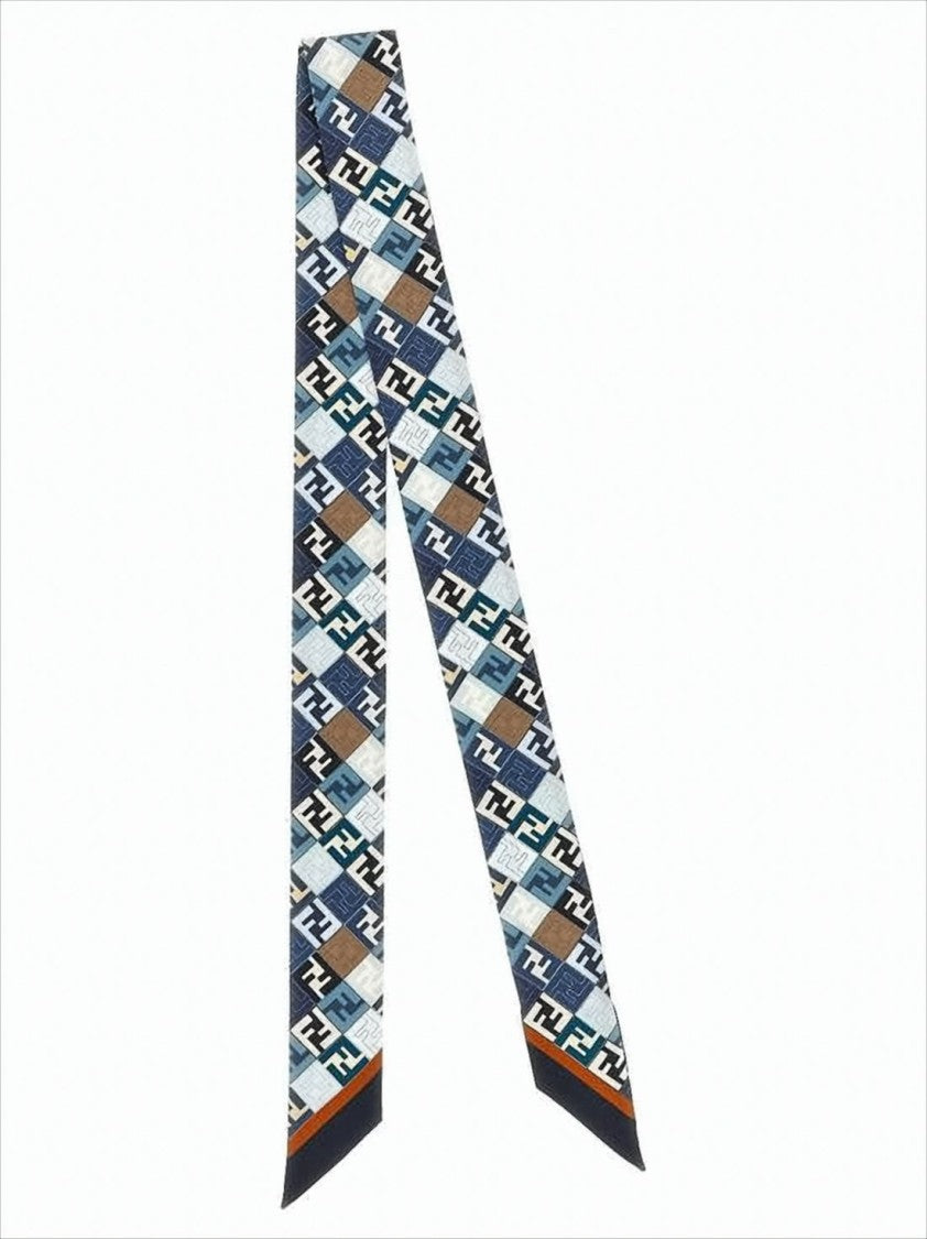 Fendi Geometric Pattern Silk Scarf With Pointed Ends