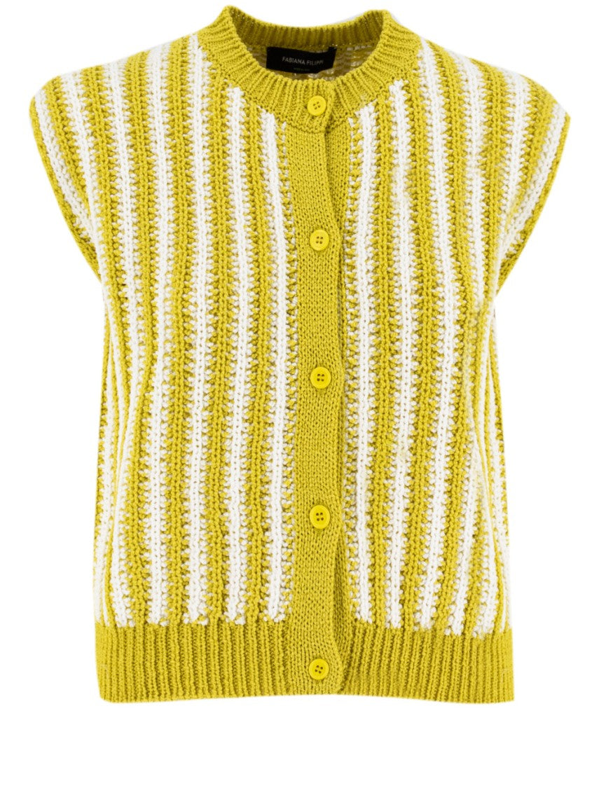 Fabiana Filippi Striped Cotton Gilet With Button-Down Front