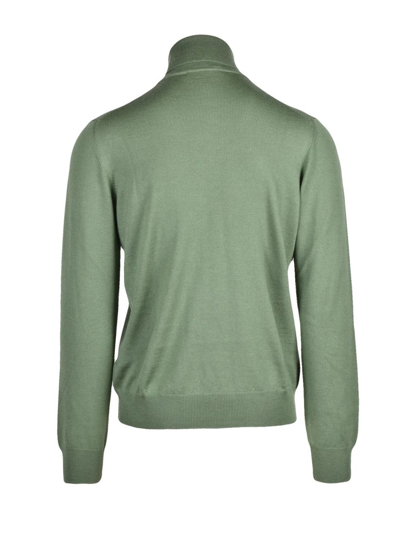 Gran Sasso Fine-Knit Crew Neck Sweater In Muted Apple Green
